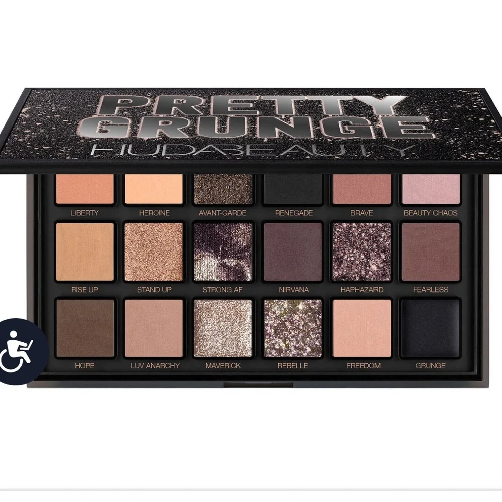 Huda Pretty Grunge Eyeshadow Palette shades every day & night glam-grunge hot af